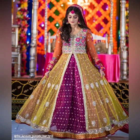Indian Pakistani Designer Wedding Bridal Dress | Color: Pink/Yellow | Size: S | Fionax1's Closet Indian Pakistani Designer Wedding Bridal Dress | Color: Pink/Yellow | Size: S | Fionax1's Closet